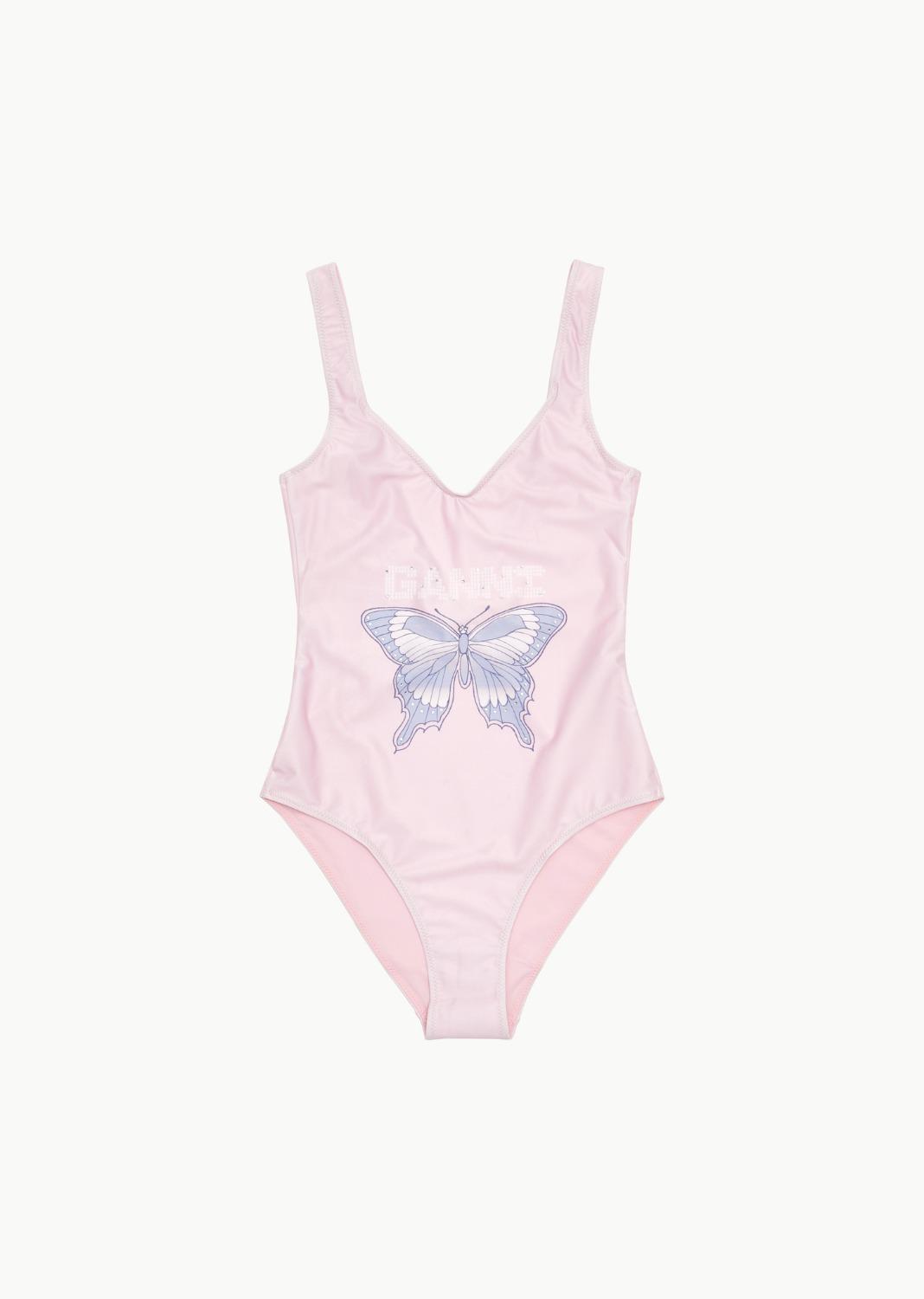 graphic deep cut swimsuit, light lilac