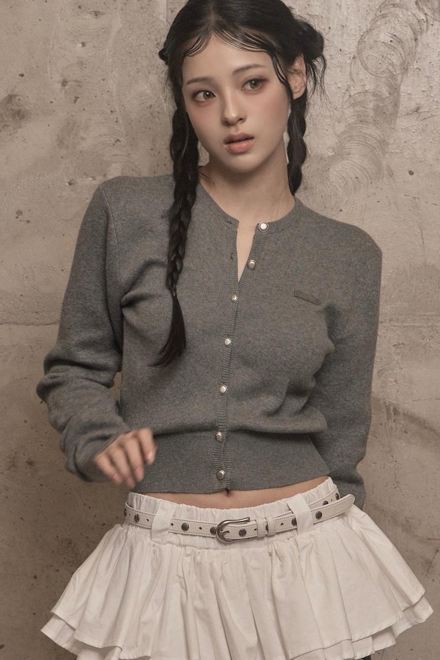 Signature Knit Cardigan (charcoal)