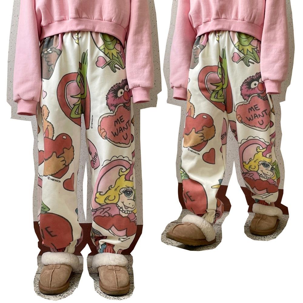 빈티지 머펫 프렌즈 기모 조거 팬츠 멘들스