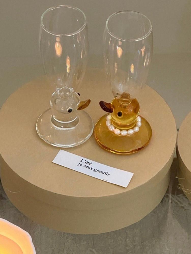 크림스튜디오 오리 진주 목걸이 글라스 홈카페 유리컵 선물 내열유리