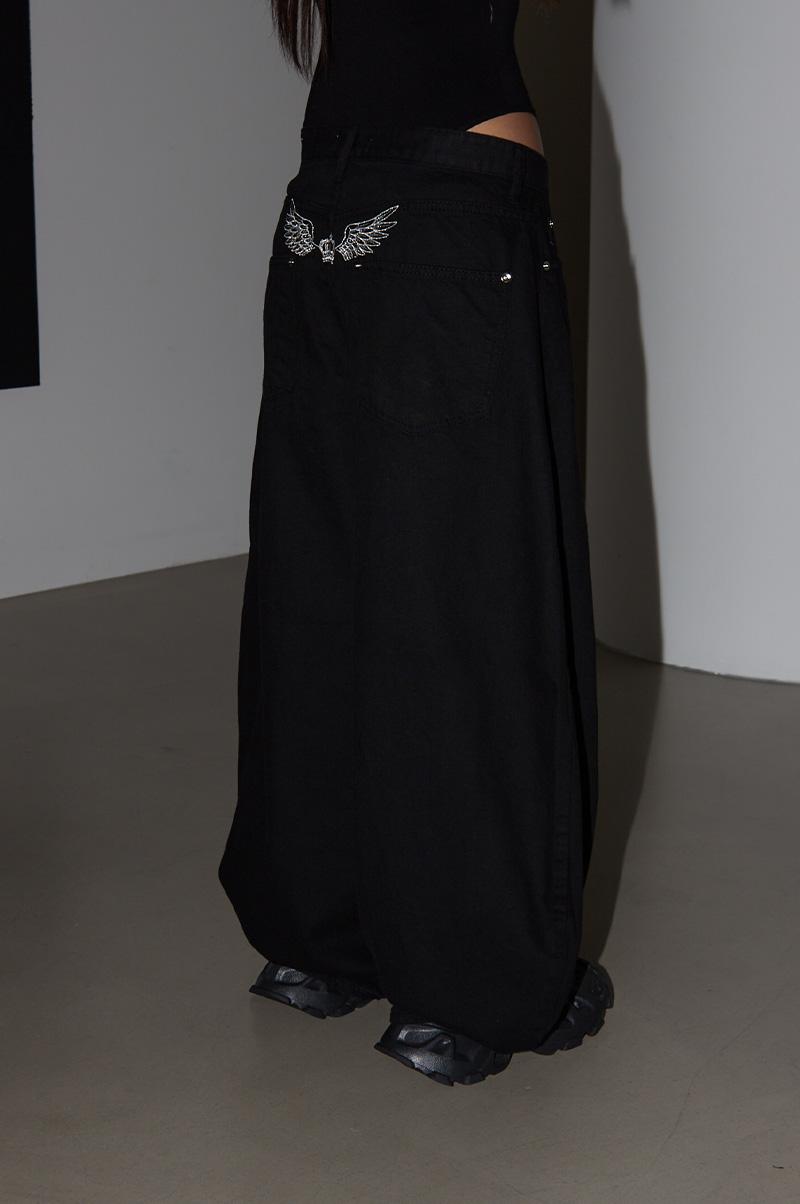 LONDON BACK WING MEGA WIDE COTTON PANTS