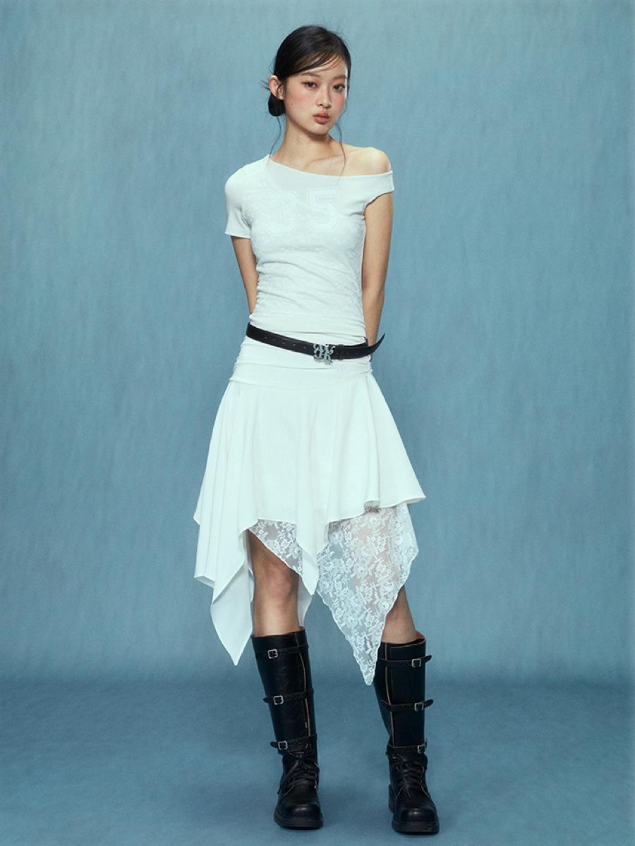 Weekendhub Irregular Lace Layer Skirt