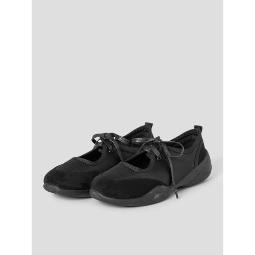 레이스업 플랫 스니커즈  블랙