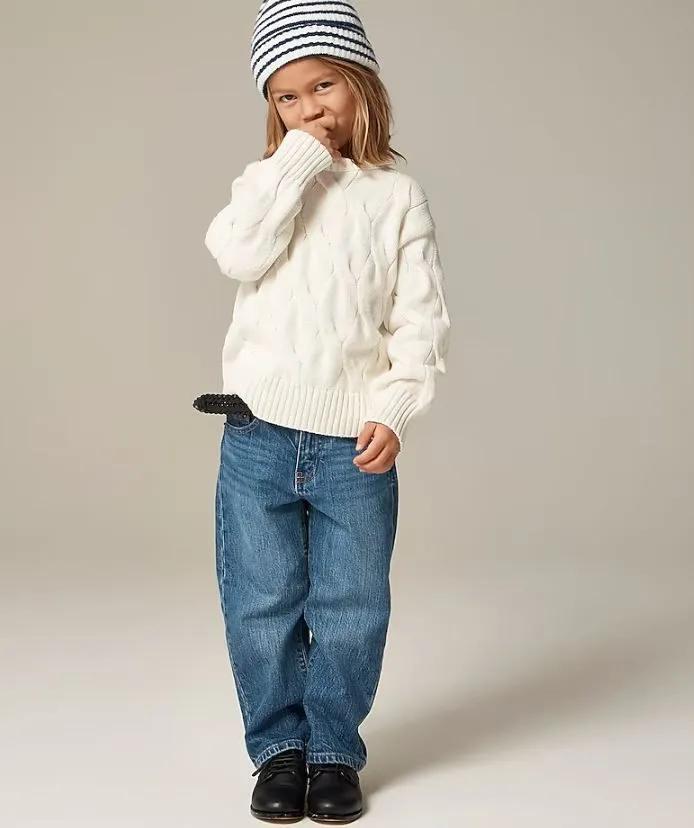 J.CREW 제이크루 키즈 보이즈 성인여성  케이블 니트 크루넥 코튼 스웨터 2컬러