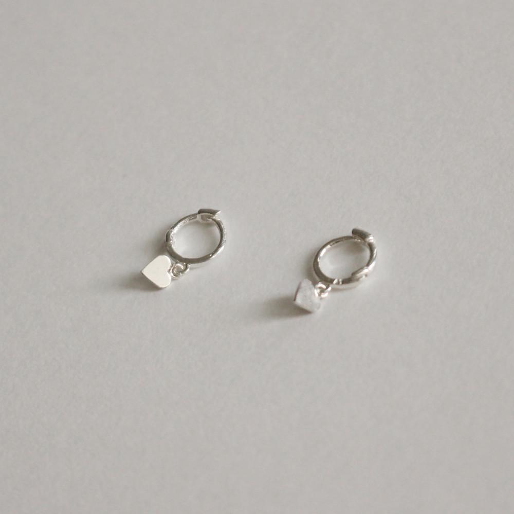 실버925 미니 짤랑 하트 원터치 은귀걸이