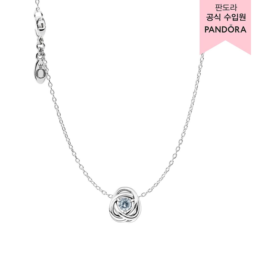 [백화점 보증서 제공] PANDORA 씨 아쿠아 블루 이터니티 써클 탄생석 네크리스 세트 (3월)