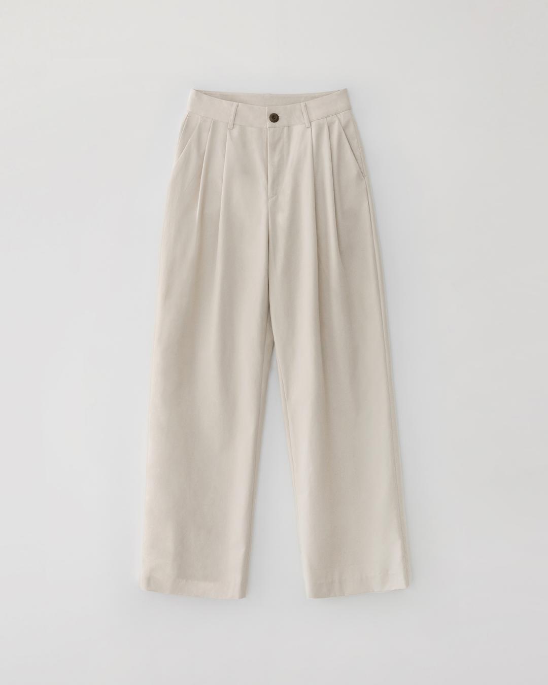 Baker cotton wide pants - ash cream