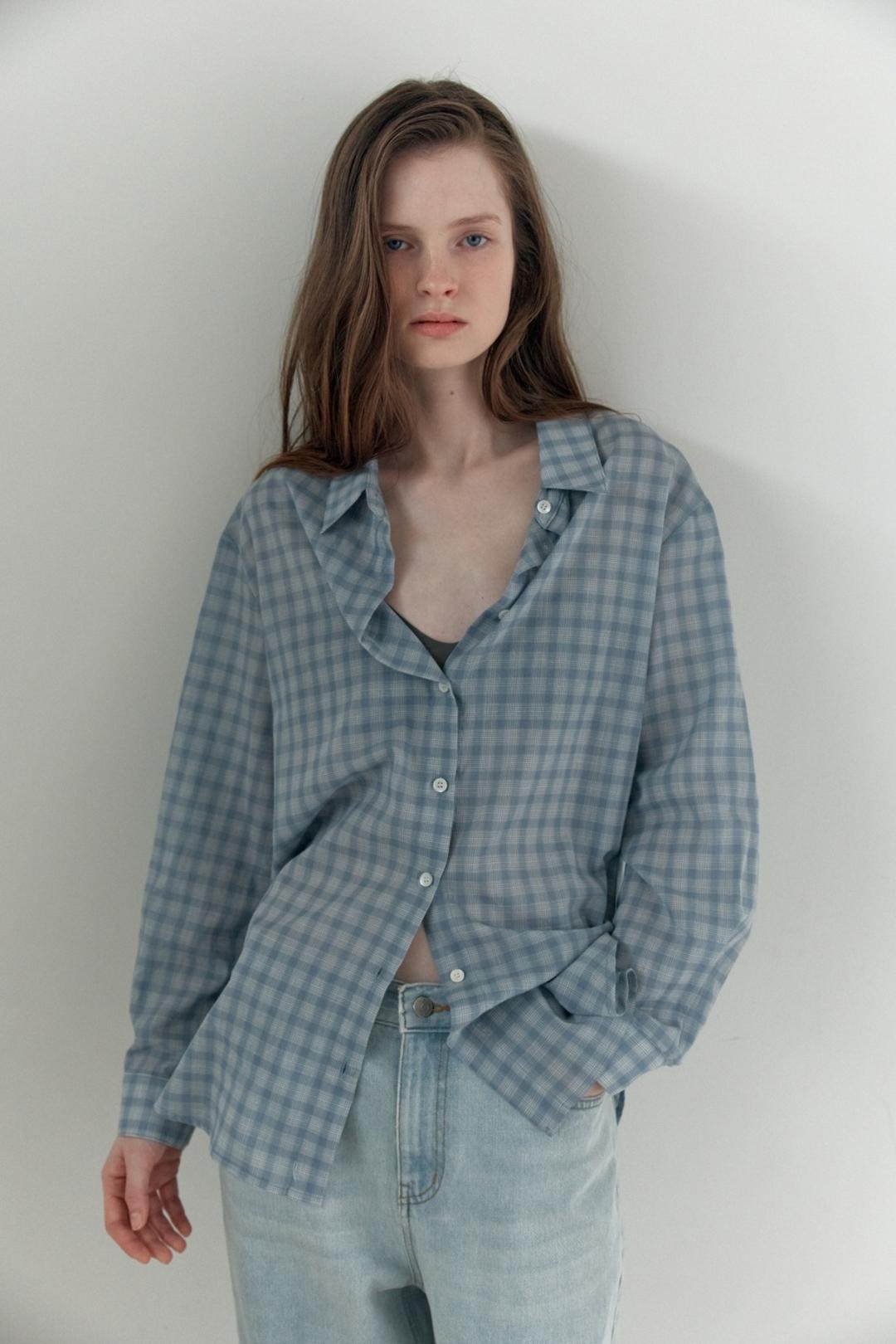 [5th] Tilly Check Shirts_Sky blue