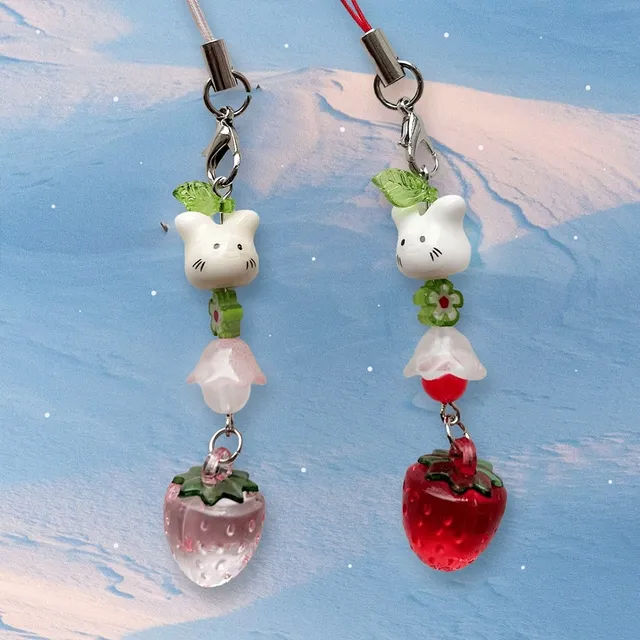 [Strawberry rabbit keyring ] 딸기 토끼 핸드폰고리 키링