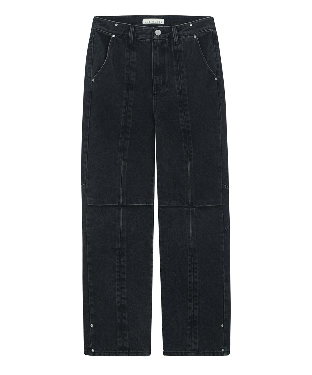 Flower Work Denim Pant  - Black