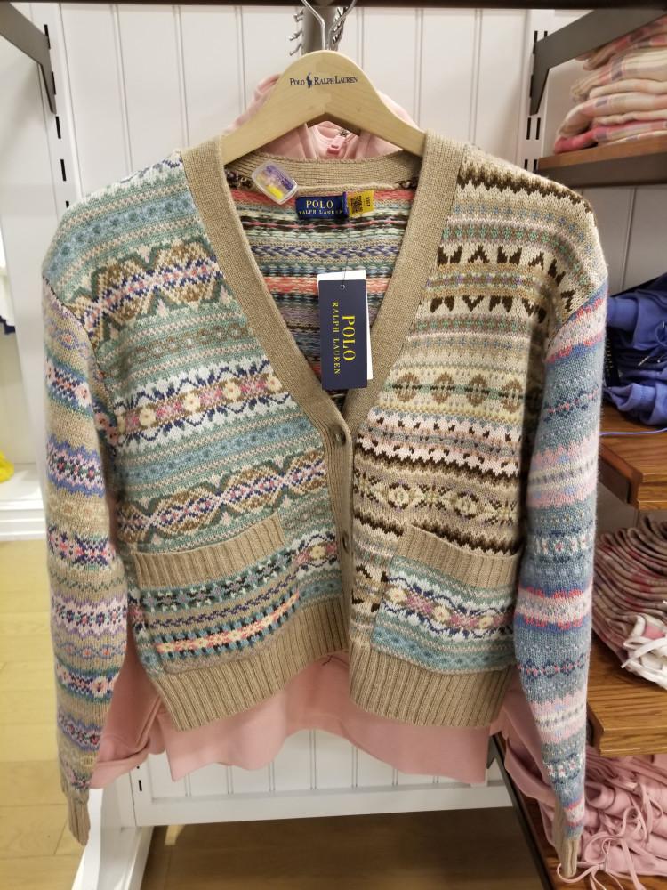 폴로 랄프로렌 여성용 NEW 23 F/W 여성용 문양 브이넥 단추 긴팔 가디건