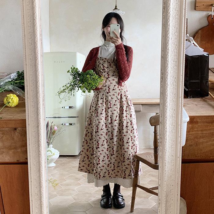 (2월 중순 재입고)로즈 뷔스티에 골덴 원피스