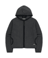 STRIPE FLEECE HOOD ZIP-UP CHARCOAL