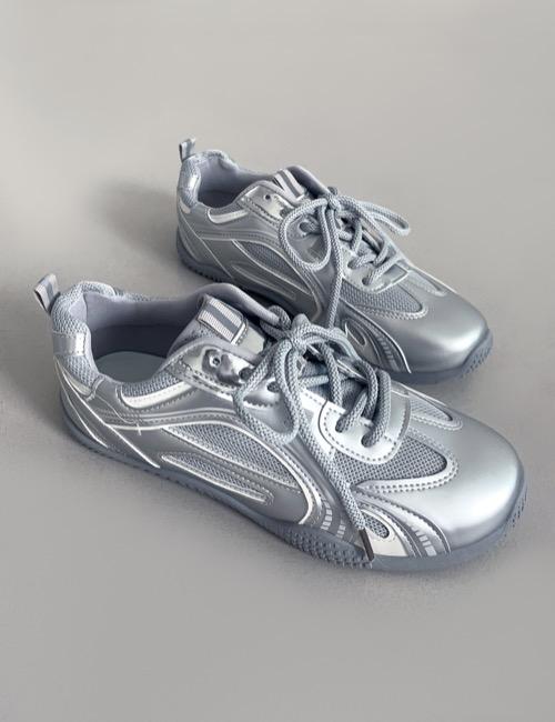 로웨어 glow silver mesh sneakers