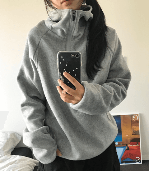 우슬 [남녀공용] 커브 플리스 후리스 핸드 워머 반집업 3color