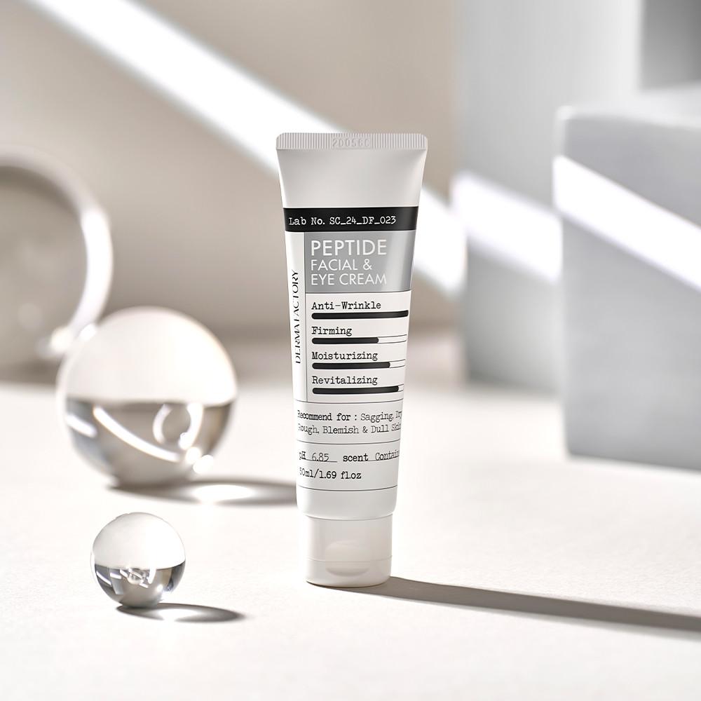[비건인증] 더마팩토리 펩타이드 페이셜 앤 아이크림 50ml / 탄력탱탱, 영양보습, 페이스ALL케어, 용량업버전, 쫀쫀크림, 착붙케어, 펩타이드