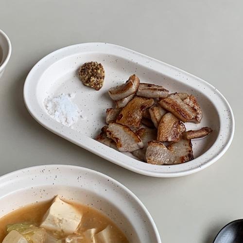 밀크 타원형 접시 3 size