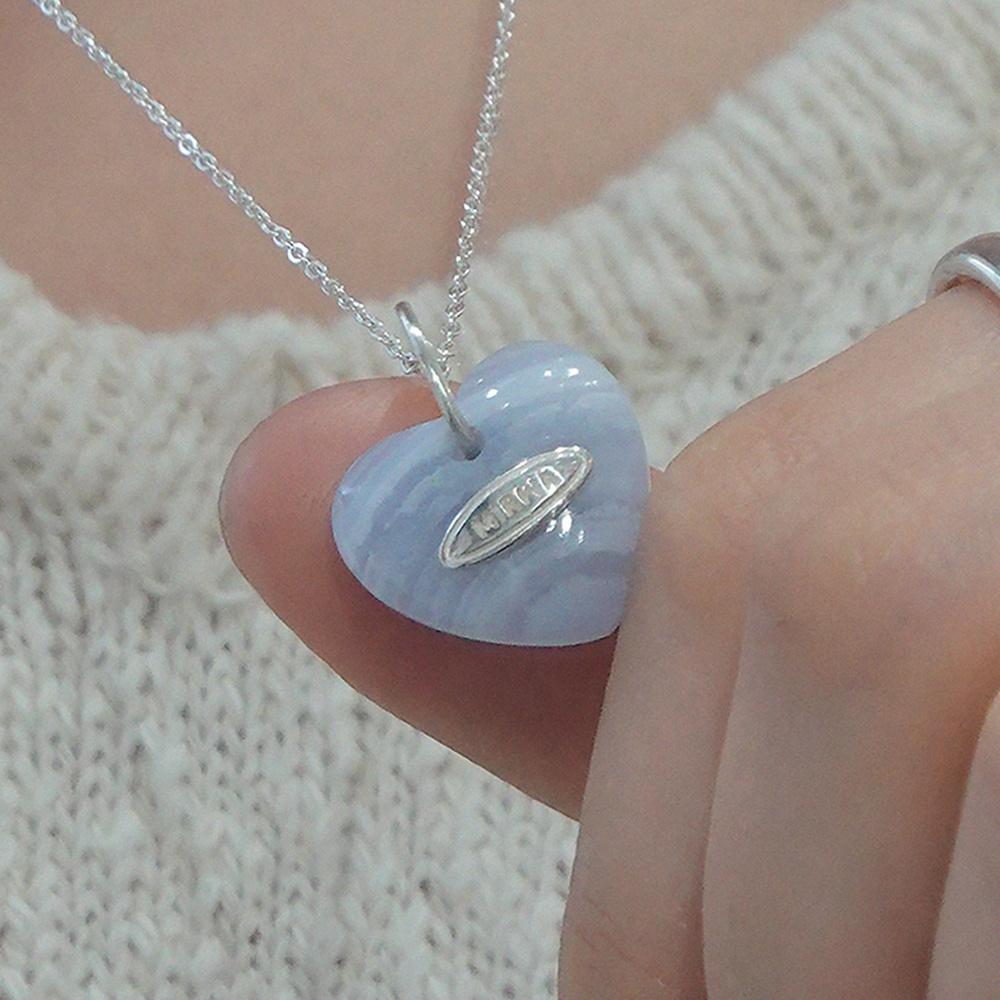 Natural stone heart pendant necklace