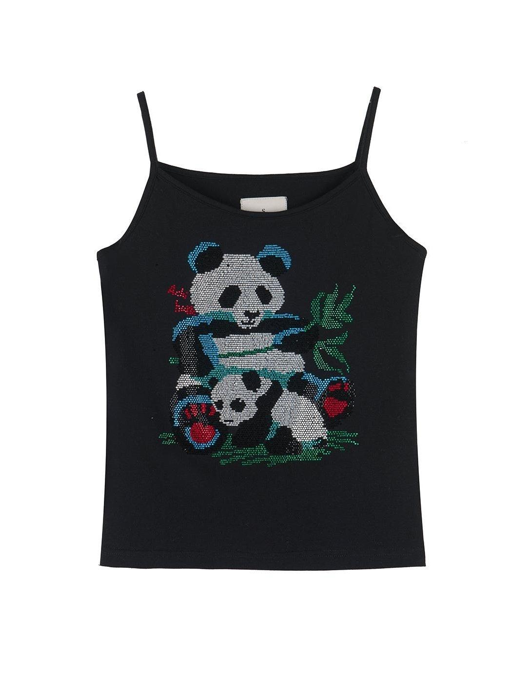 Happy Panda Hot-Fixed Tank Top T-Shirt