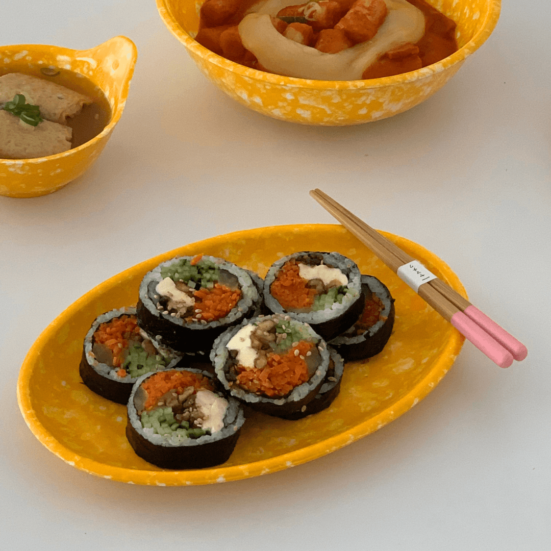 멜라민 레트로 떡볶이 분식그릇 (타원접시)