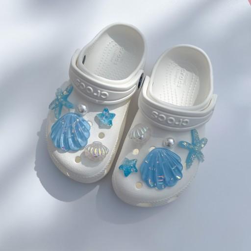 2컬러/(10pcs)바다 조개 크록스 지비츠세트