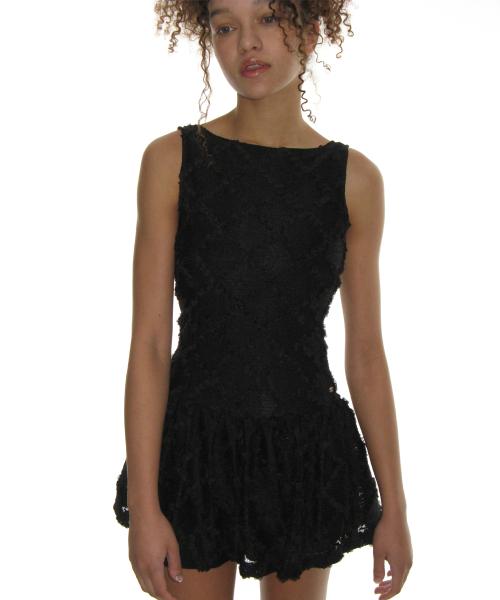크랭크(CRANK)  레이스 프릴 미니 원피스_블랙 - 사이즈 & 후기 | 무신사