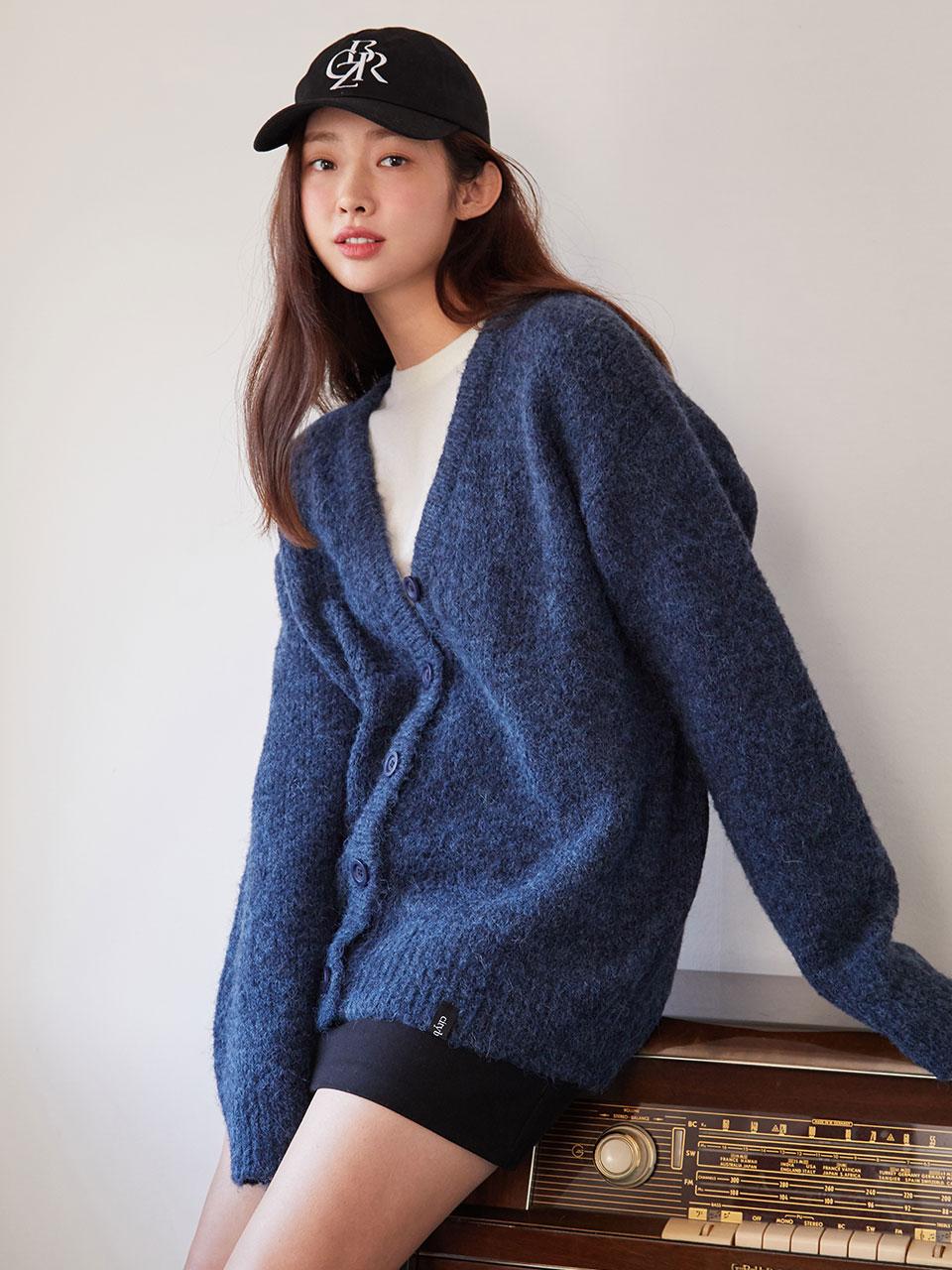 [정은지 착용][21CW] 울 브이넥 니트 가디건_NAVY