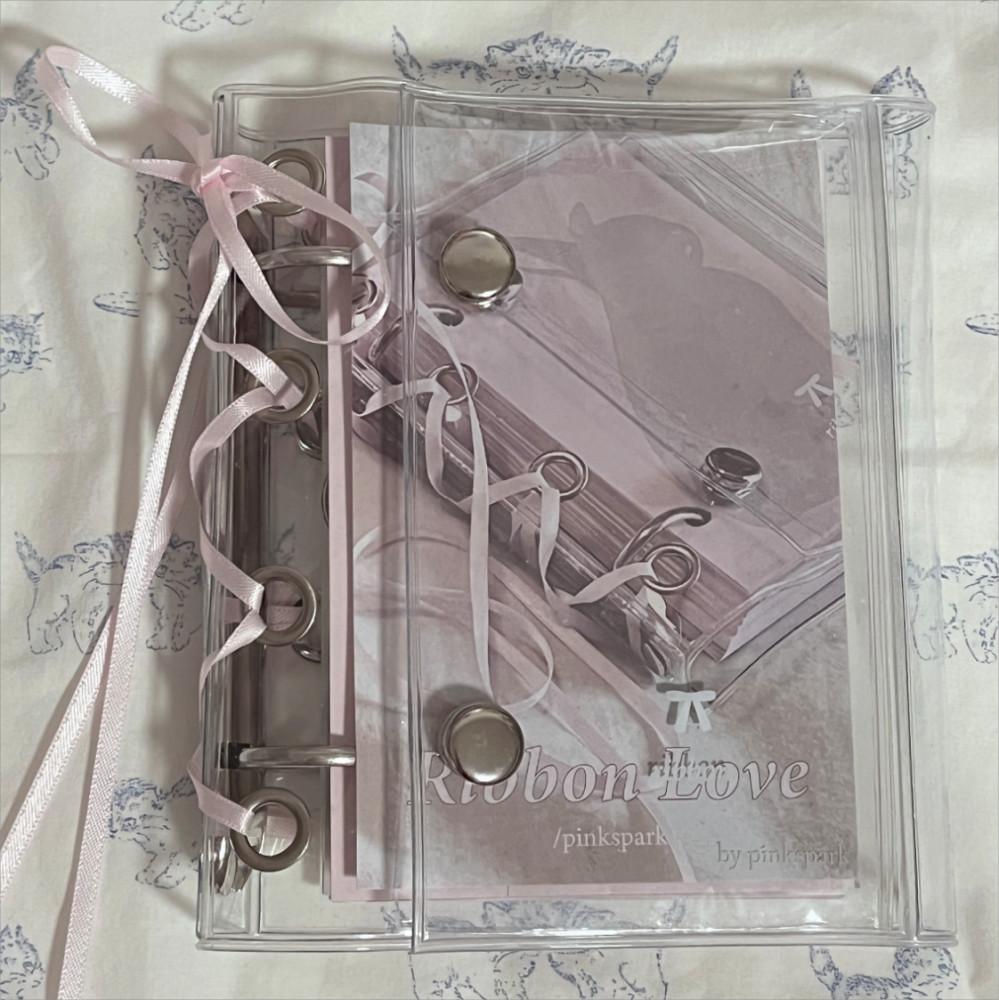 수심 Ballet Ribbon Diary 2공 바인더 리본 PVC A7 다이어리 커버