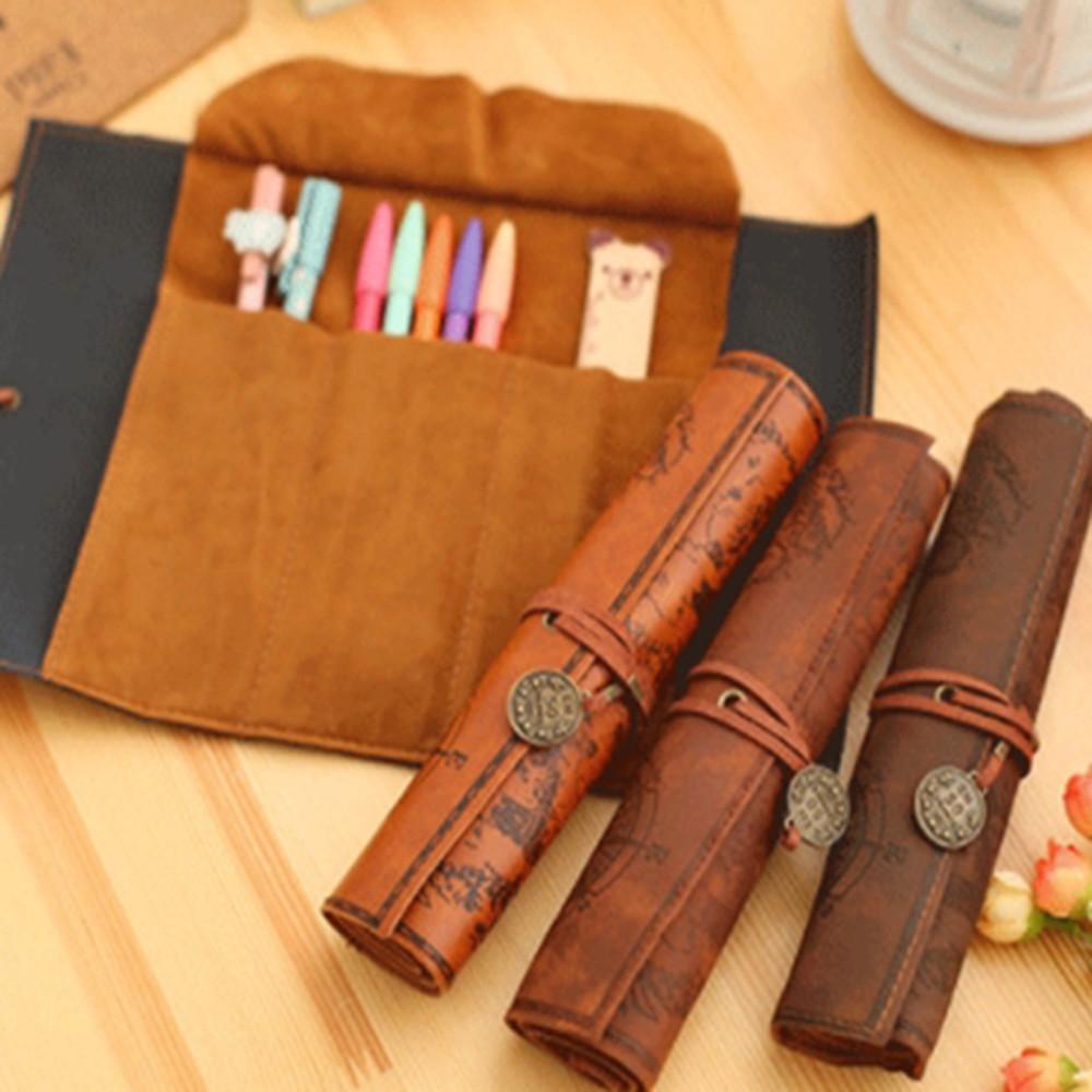 빈티지 항해 페이크 레더 필통 4종