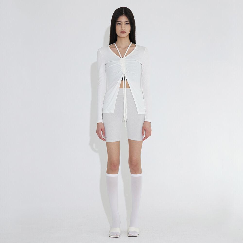 V shirring string top - White
