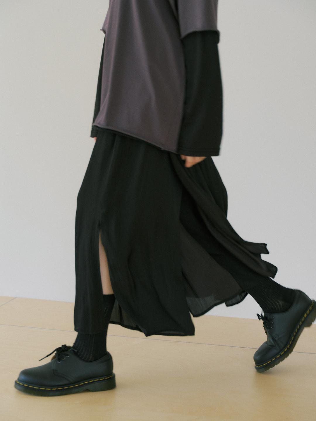 페이크 랩 팬츠 - 블랙