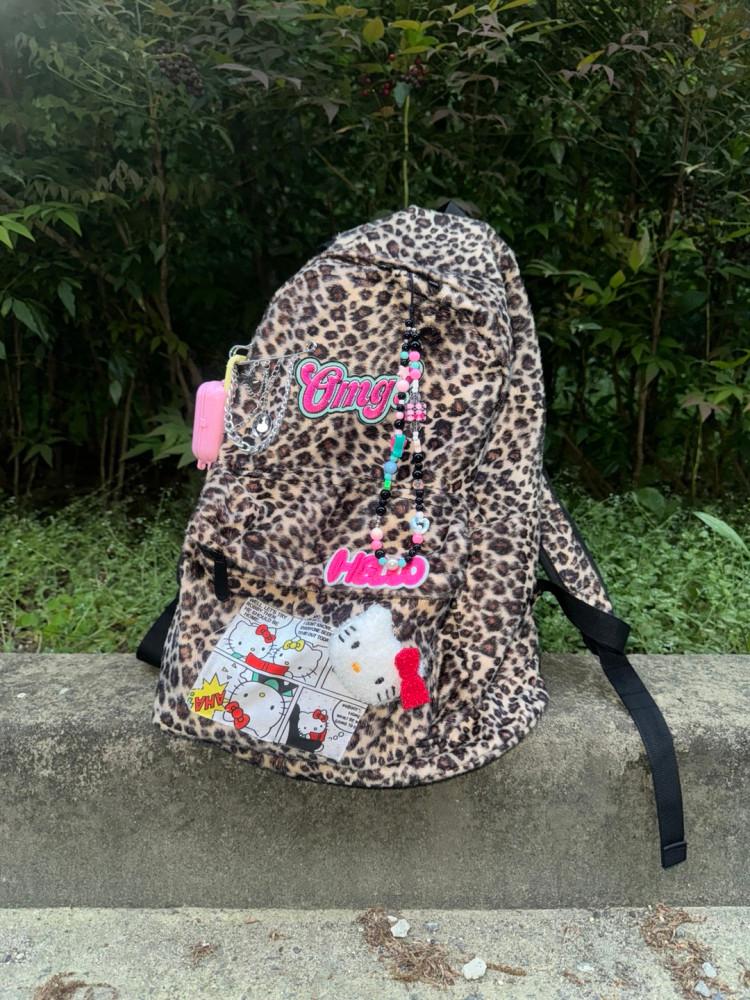 애스크홀 여행용 백팩 가방 가벼운 해외여행 레오파드 호피