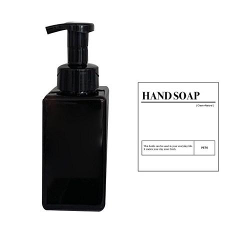 뉴앤룩 사각 핸드워시 거품 리필 용기 거품형 브라운 450ml + 핸드솝 스티커 세트