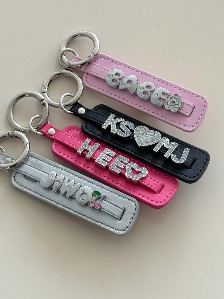 [스마일체리] 주문제작 블링 큐빅 이니셜키링 차키홀더