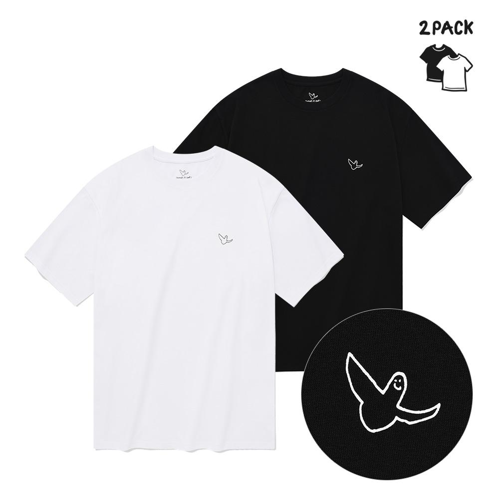2PACK 엔젤 반팔 티셔츠 블랙/화이트