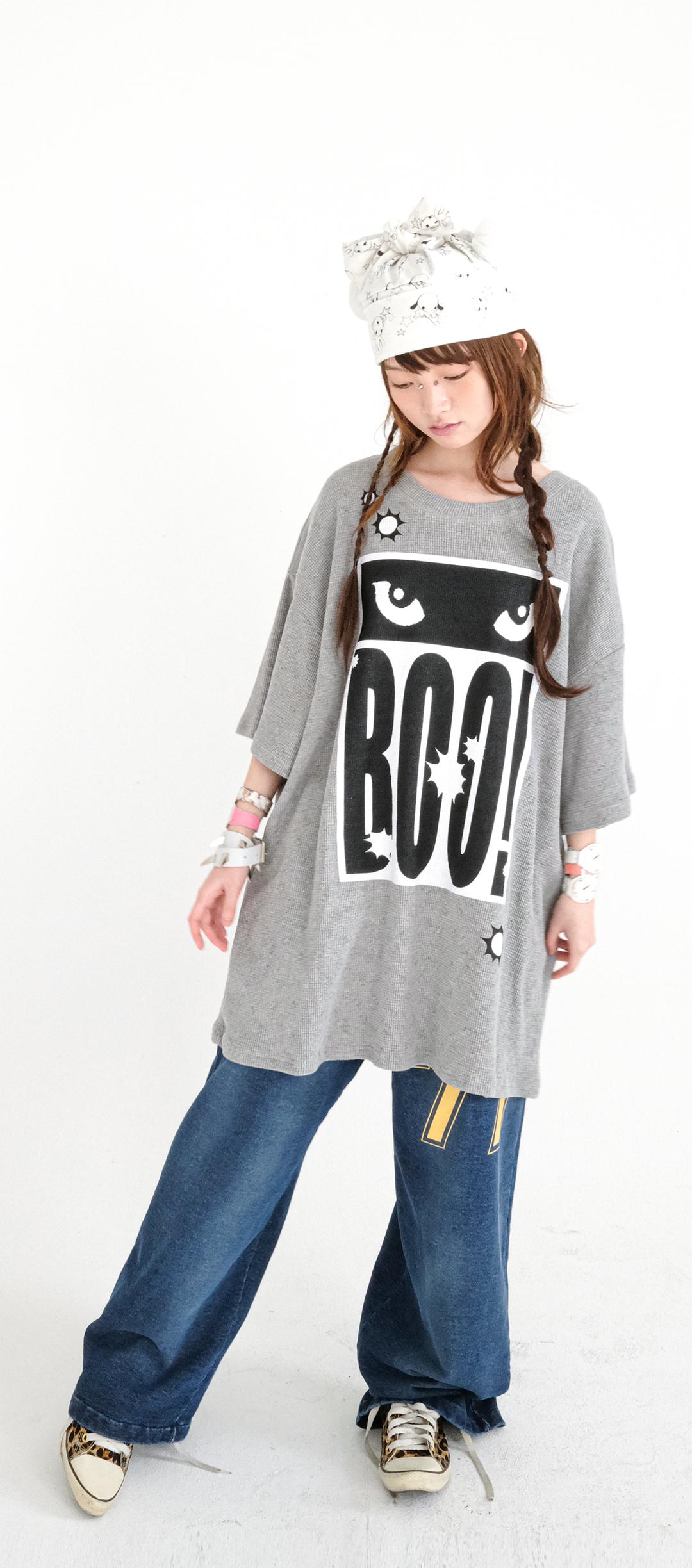 4차★[fa.er.ie] cat's eyes flower waffle top (grey)