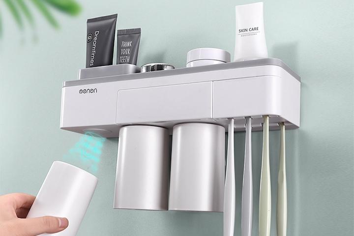 벽걸이 욕실 자석부착 컵홀더+수납함+칫솔걸이 선반 세트 2types