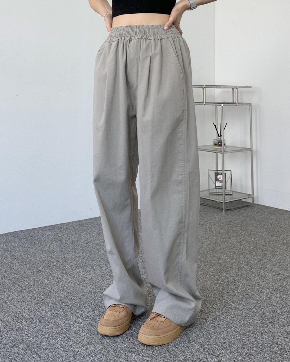 류마 핀턱 밴딩 코튼팬츠