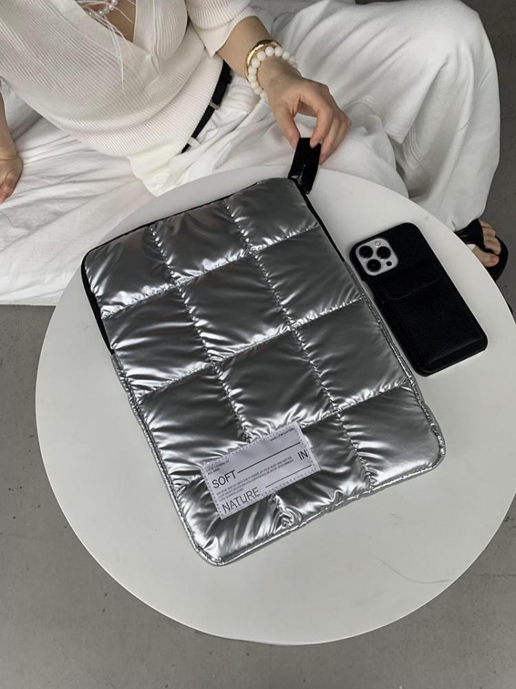 수심 Silver Padding Pouch 실버 패딩 노트북 파우치 맥북 14 16인치
