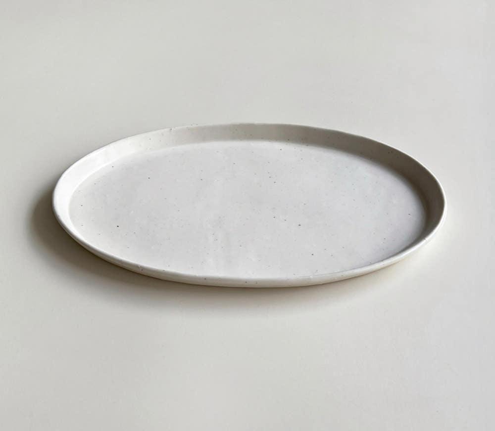 요일 백자 타원 접시