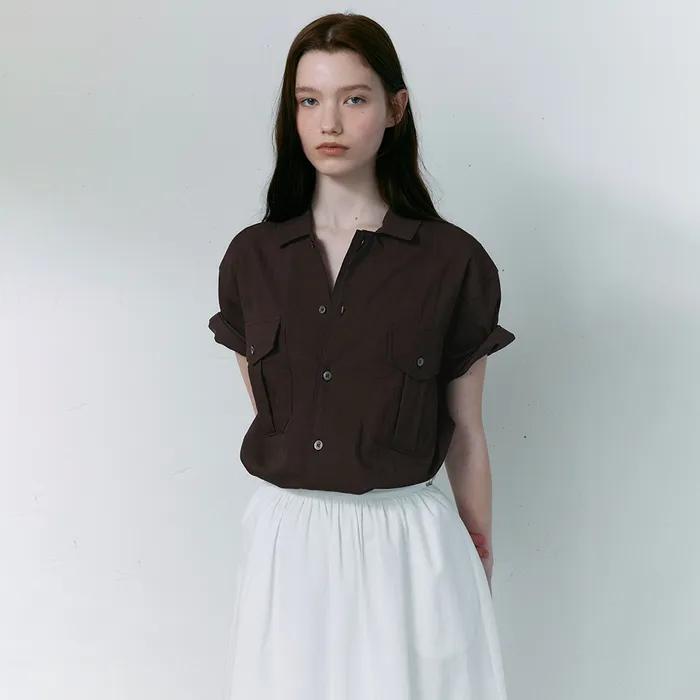 [29CM 단독 12차 재입고] wrinkled lapel shirts (brown)
