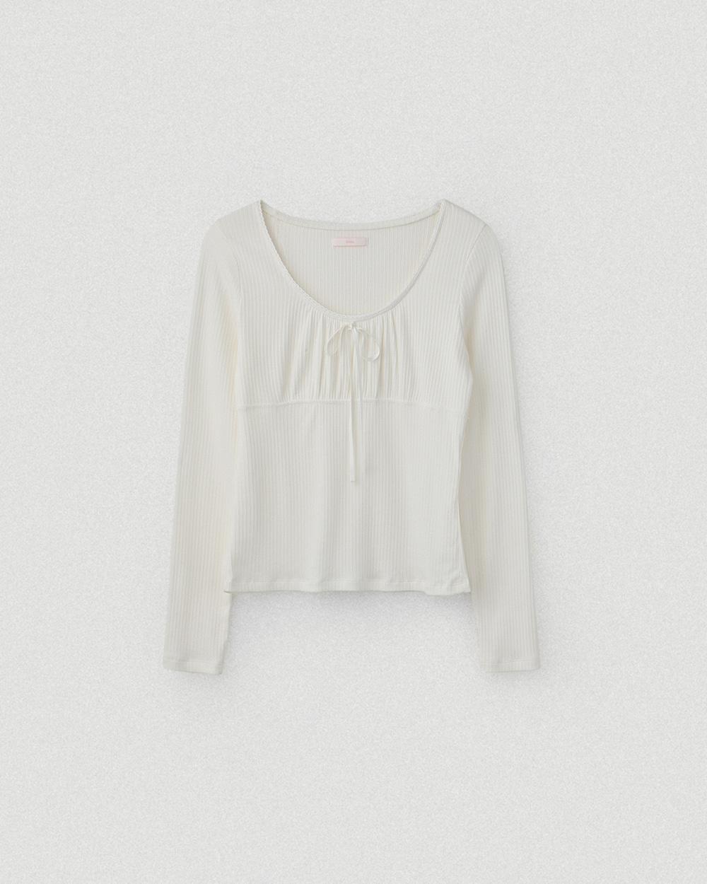 Scallop Shirring T-Shirt_White