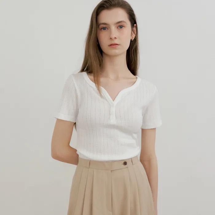 comos 1421 henly-neck ribbed T-shirt (white)
