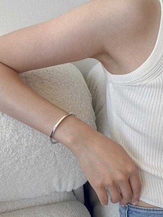 silver925 plain bangle bracelet (2color)