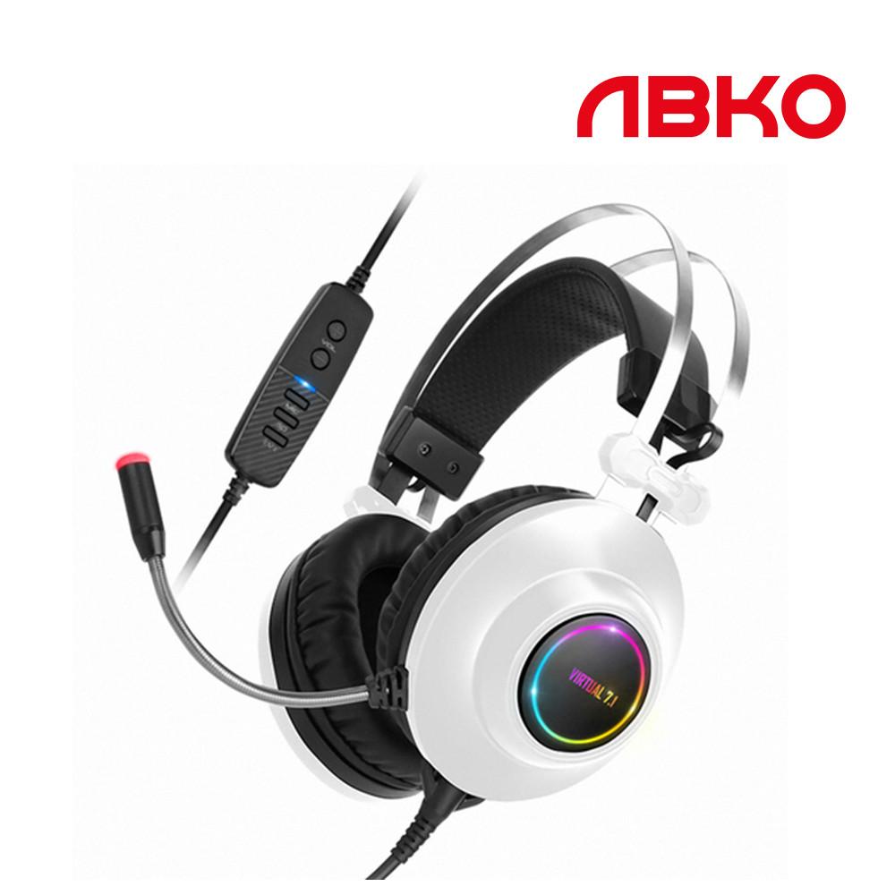 [포토리뷰증정이벤트] 앱코 해커 N550 ENC 가상 7.1 RGB 진동 노이즈 캔슬링 마이크 3D 초경량 게이밍 헤드셋 화이트