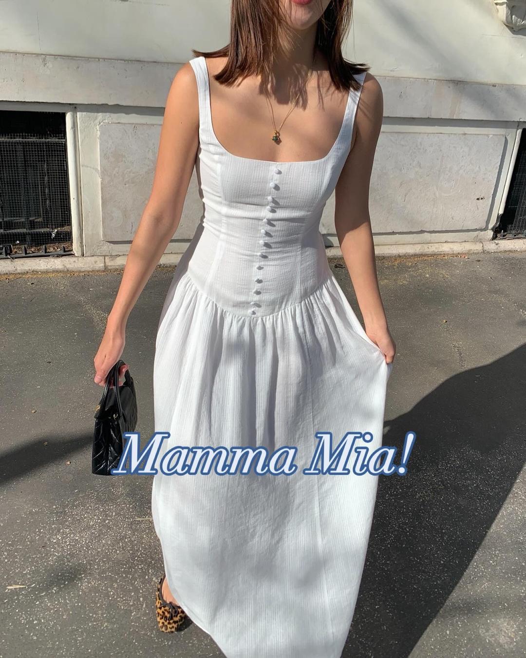 White Maxi drop-waist dress ’TREVI‘
