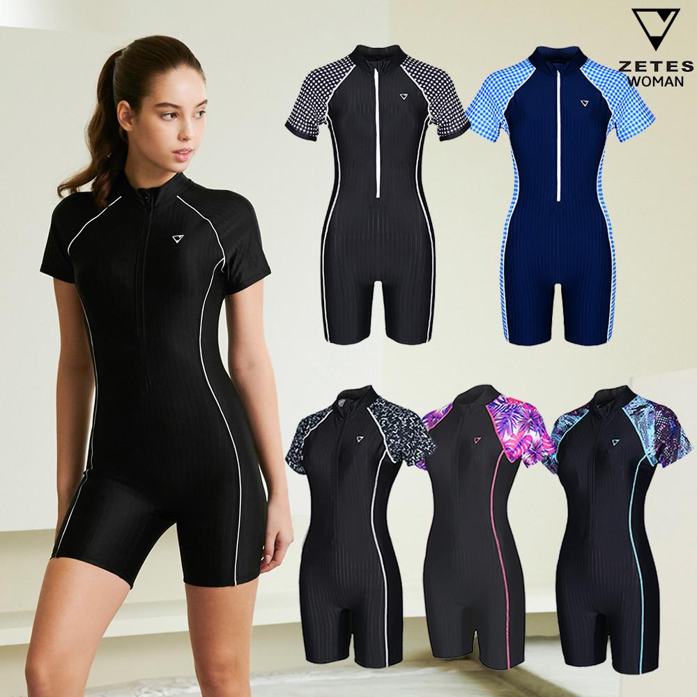 제테스 여성 집업 반팔 3부 반신 반전신 실내수영복 8TYPES