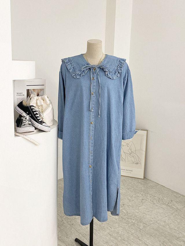 [무배] 랏트 빅카라 셔링 리본 슬릿 롱 원피스(2color)