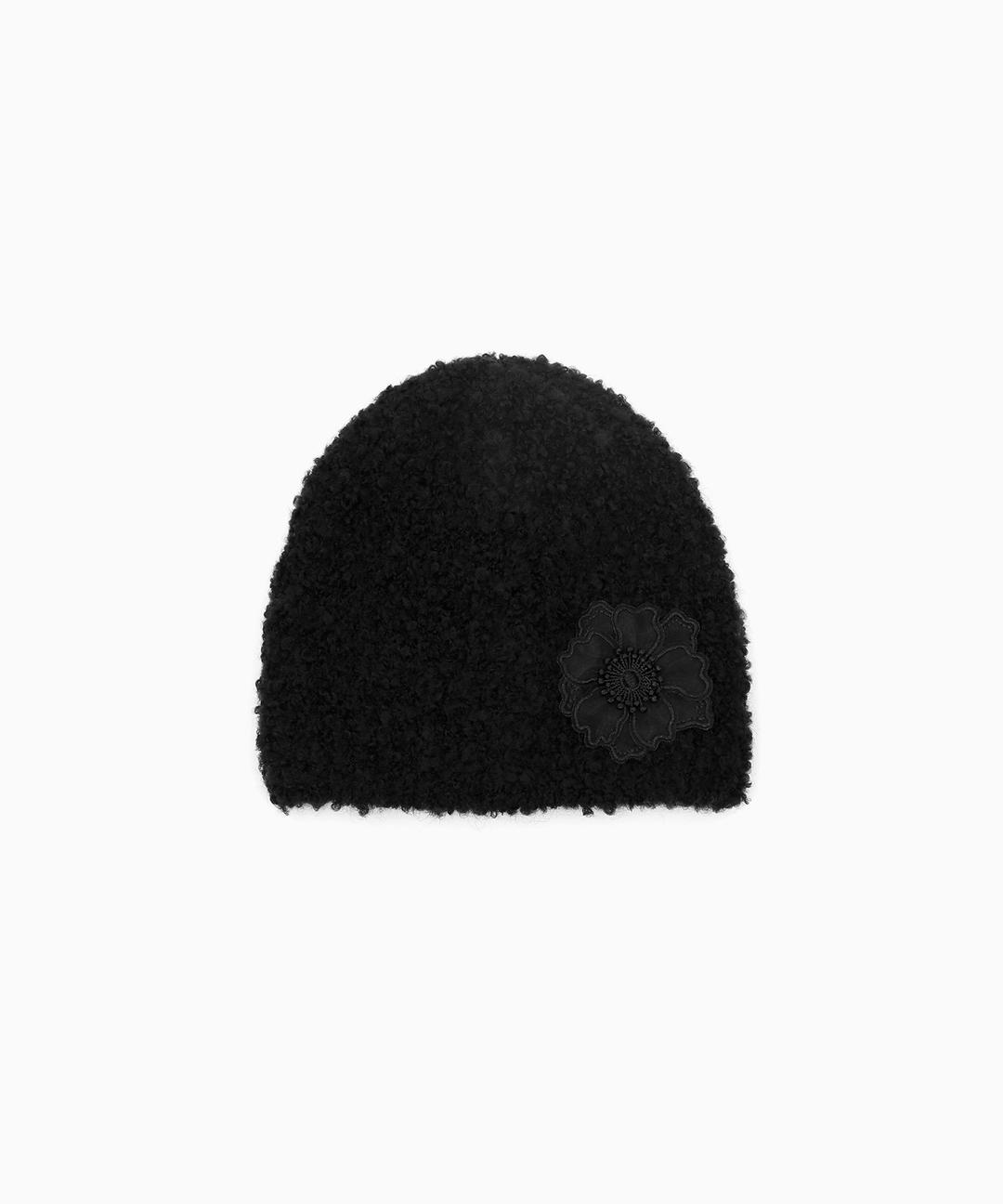 FLOWER SINGLE BEANIE / MOHAIR BOUCLE / BLACK