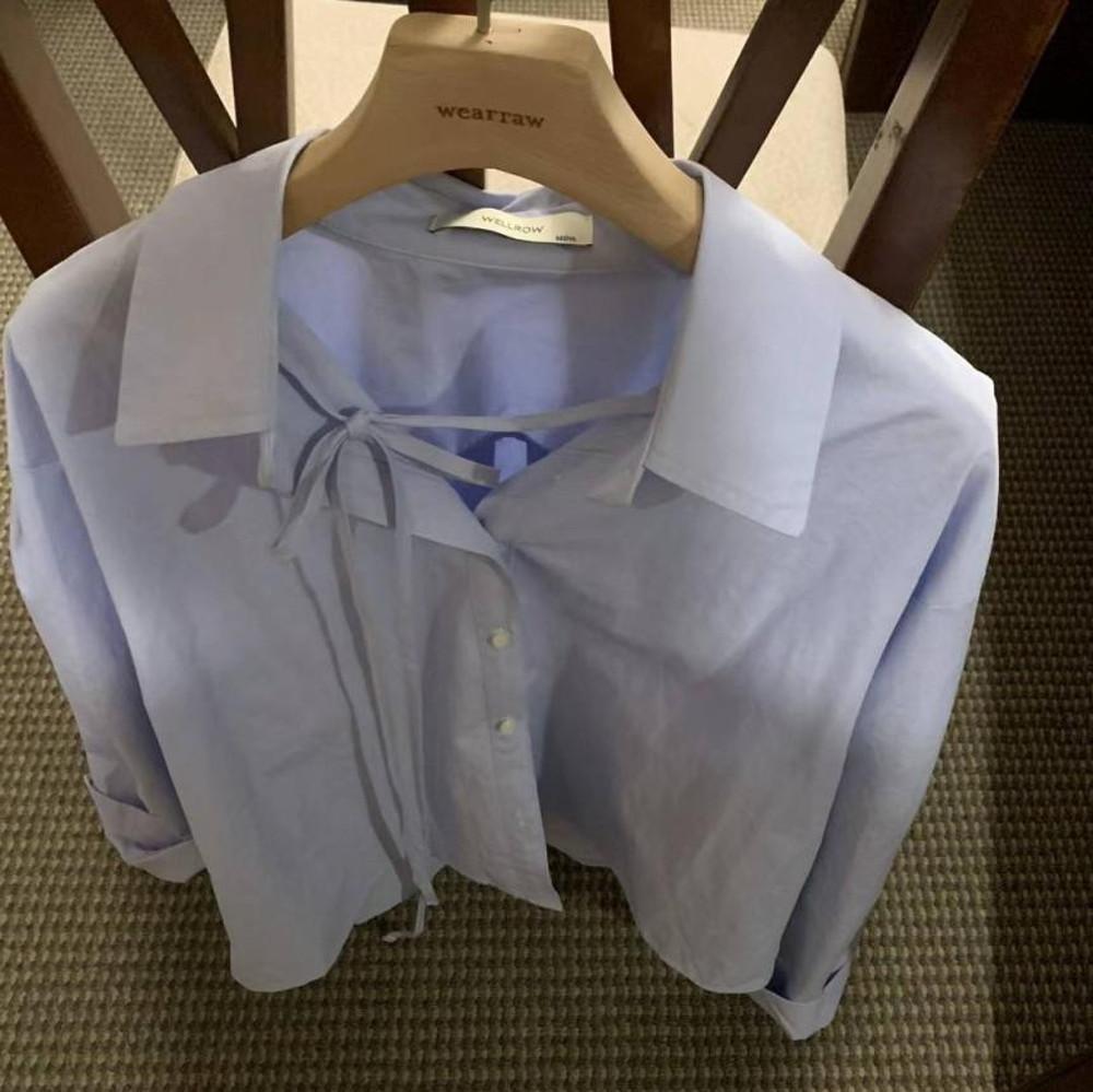 웰로우 24fw 리본 크롭 셔츠 wellrow (재진행)